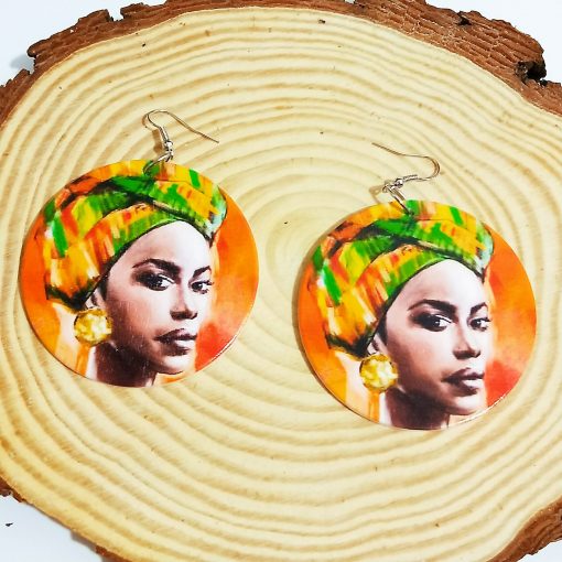 Women’s popular new painted African portrait wooden earrings SZAX-222