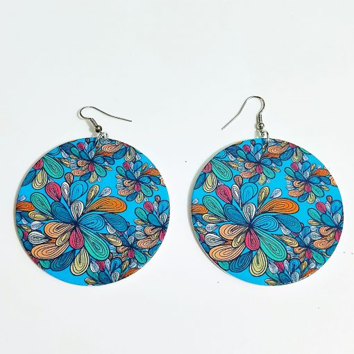 New round painted popular wooden earrings SZAX-204