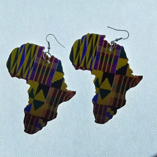 Popular African pattern geometric map wood earrings personality simple retro painted wooden earrings SZAX-191