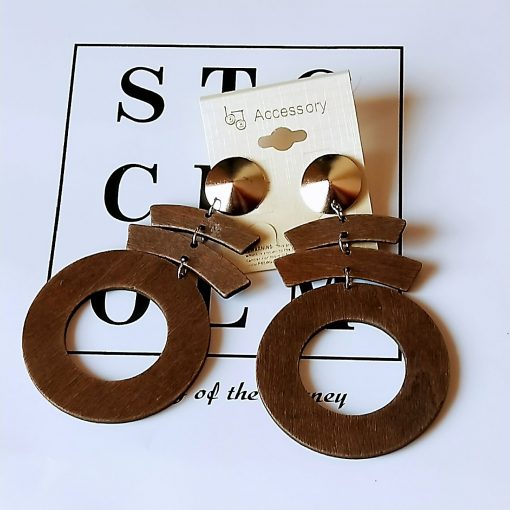 Exaggerated African series stitching pattern geometric round wooden earrings Mixed batch SZAX-174