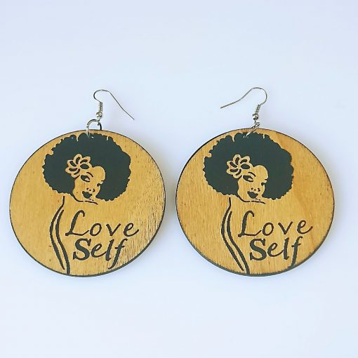 New wooden earrings geometric African black engraving round earrings SZAX-195