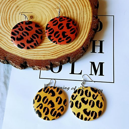 European and American popular leopard pattern fashion wood earrings SZAX-248