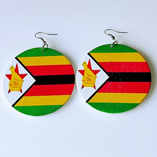 Influx of African retro geometric print personality exaggerated ethnic style wooden earrings SZAX-175