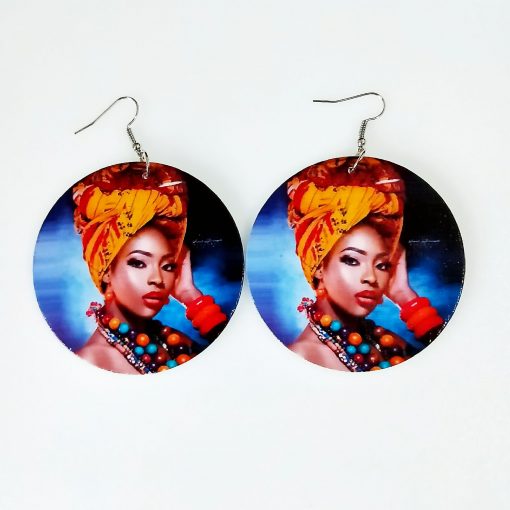 New African portrait series painted popular wooden earrings mixed batch SZAX-206