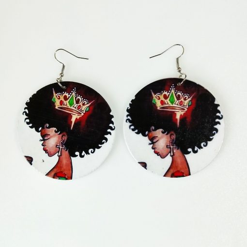 New African portrait series painted popular wooden earrings mixed batch SZAX-206