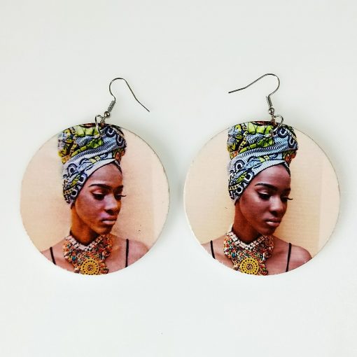 Women’s popular new painted African portrait wooden earrings mixed batch SZAX-224