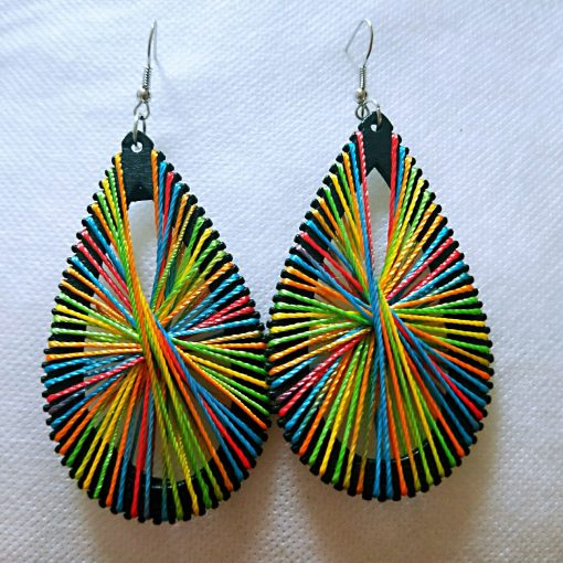 Women’s personality simple retro DIY winding line wooden drop shape ethnic wind earrings wholesale SZAX-185