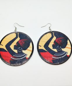 Women’s earrings 60mm exaggerated ethnic style wooden fashion pattern earrings SZAX-172