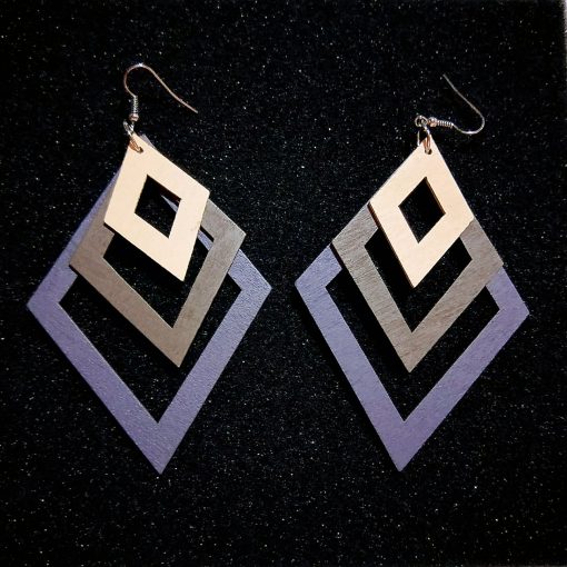 Korean creative temperament ladies fashion color simple diamond shaped wooden earrings SHAX-170