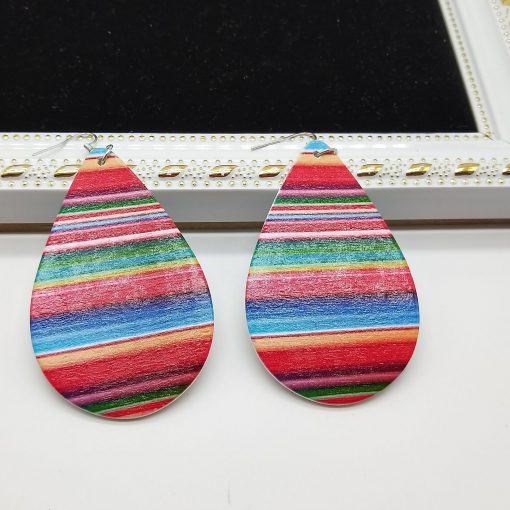 Women’s popular new drop-shaped wooden earrings Mixed batch SZAX-219