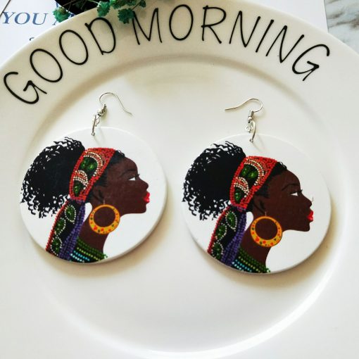 Popular wooden earrings personalized simple retro painted round wooden earrings SZAX-190