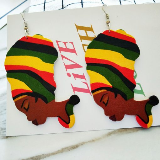 African series of simple and retro printed wooden earrings SZAX-178