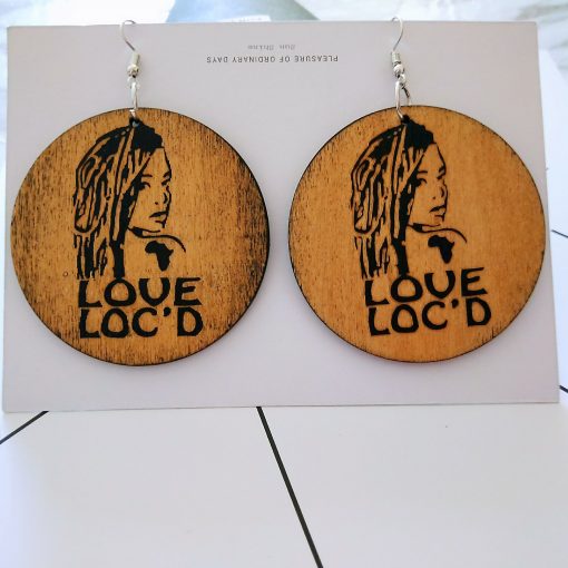 Exaggerated print geometric round painted portrait fashion wood earrings SZAX-239