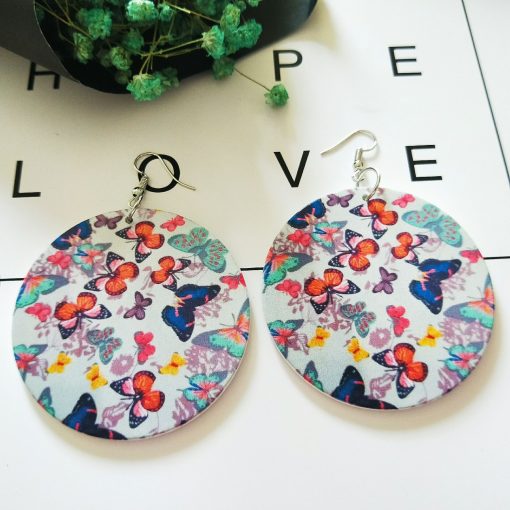 Popular new African series painted butterfly dance wooden earrings SZAX-214