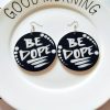 African series human head pattern geometric round wooden earrings SZAX-180