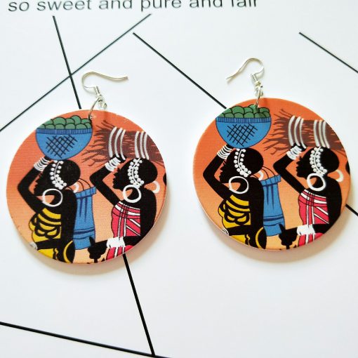 New African series painted popular wooden earrings SZAX-213