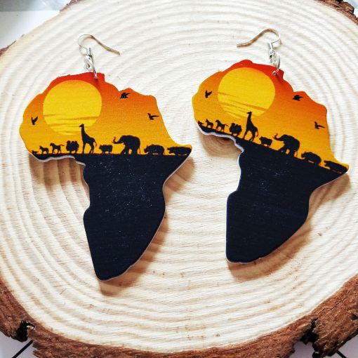 Europe and the United States popular Africa map design Fashion wood earrings SZAX-245