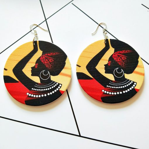 Women’s earrings 60mm exaggerated ethnic style wooden fashion pattern earrings SZAX-172