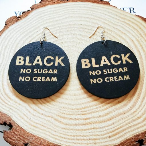 Europe and America Africa series retro round printed personality wooden earrings SZAX-182