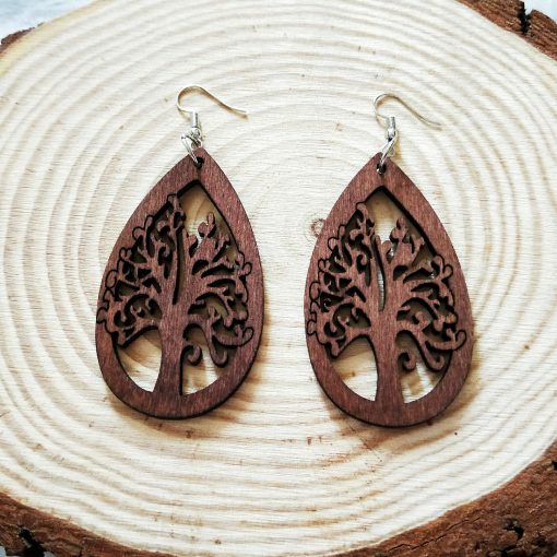 European and American popular life tree drop-shaped ultra-light geometric wood earrings SZAX-272