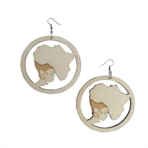 Europe and America Africa retro round engraving printed personality wooden earrings SZAX-180
