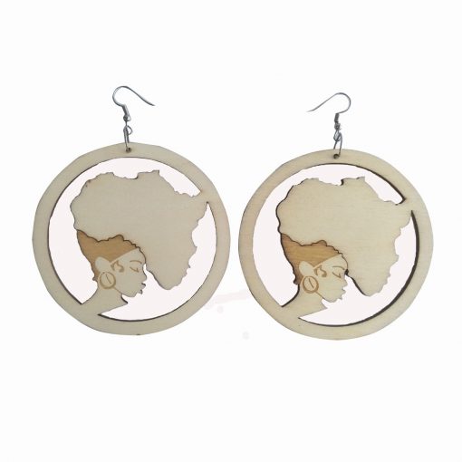 Europe and America Africa retro round engraving printed personality wooden earrings SZAX-180