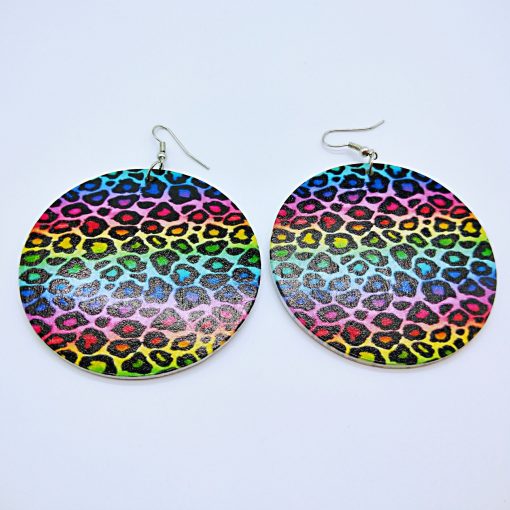 Europe and America exaggerated geometric round retro colored solid wood earrings mixed batch SZAX-275