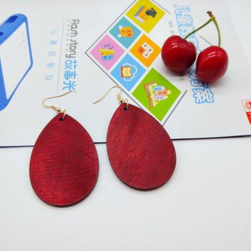 Europe and the United States popular bohemian color drop shape retro color solid wood earrings SZAX-274