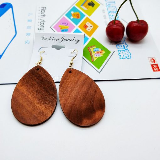 Europe and the United States popular bohemian color drop shape retro color solid wood earrings SZAX-274