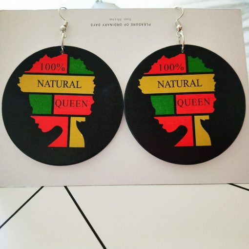 Europe and America exaggerated geometric round retro color African portrait solid wood earrings SZAX-280
