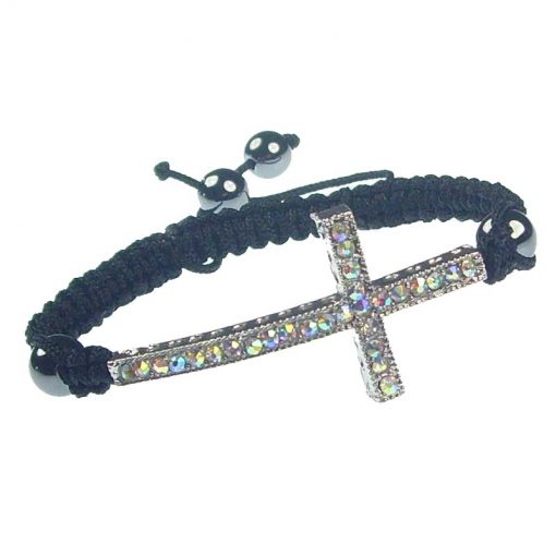 Hand woven cross bracelet- light blue-7-8 inch