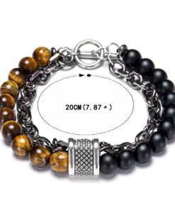 Men’s Unique Natural Stone + Chain Bracelet MS-004