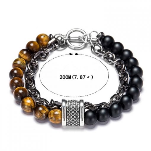 Men’s Unique Natural Stone + Chain Bracelet MS-004