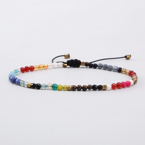 Hot Sale New Men and Women Couple 3mm 12 Constellation Lucky Stone 7 Chakra Woven Bracelet MS-001