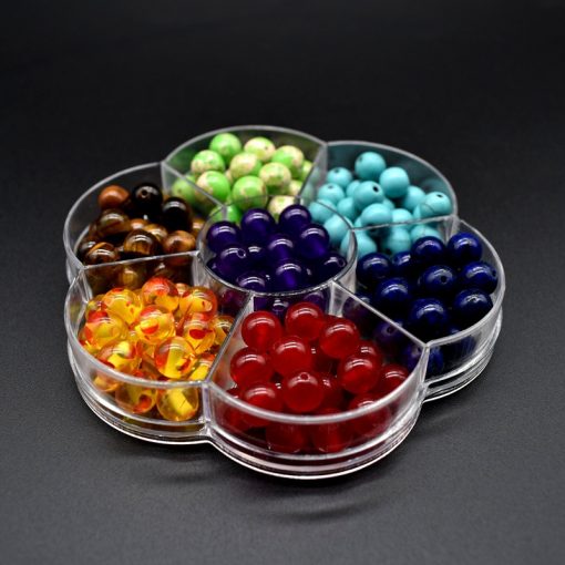 Hot sale plum box 7 chakras 8mm loose beads perforated DIY beads bracelet necklace accessory HYue-033