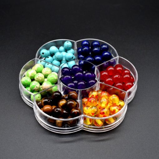 Hot sale plum box 7 chakras 8mm loose beads perforated DIY beads bracelet necklace accessory HYue-033