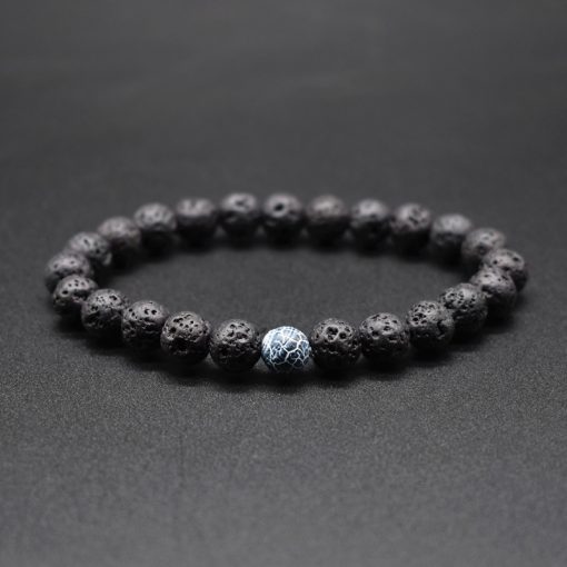 Popular couple weathered agate white turquoise black volcanic stone bracelet natural stone bracelet set HYue-042