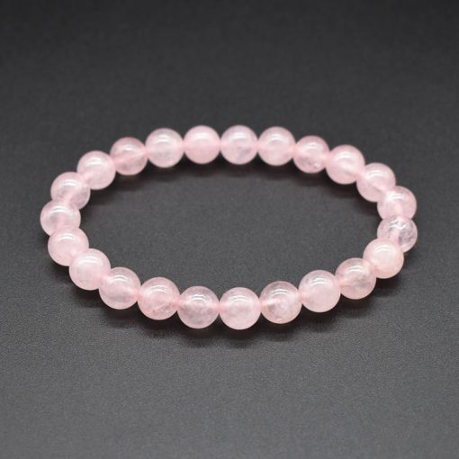 6 8 10MM Natural Pink Crystal Quartz Natural Stone Elastic Bracelet HYue-031