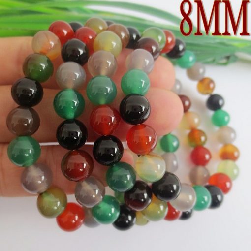 Boutique A-grade bead diameter 8-14MM colorful agate bracelet natural agate gemstone bracelet GLGJ-084