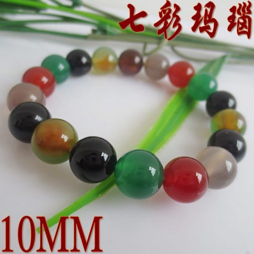 Boutique A-grade bead diameter 8-14MM colorful agate bracelet natural agate gemstone bracelet GLGJ-084