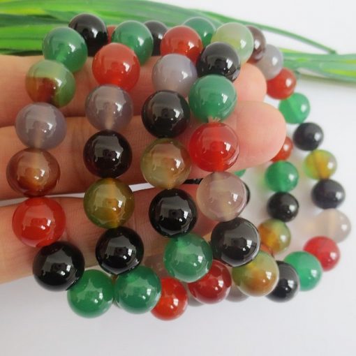 Boutique A-grade bead diameter 8-14MM colorful agate bracelet natural agate gemstone bracelet GLGJ-084