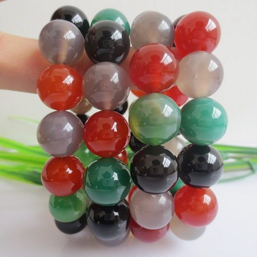 Boutique A-grade bead diameter 8-14MM colorful agate bracelet natural agate gemstone bracelet GLGJ-084