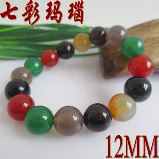 Boutique A-grade bead diameter 8-14MM colorful agate bracelet natural agate gemstone bracelet GLGJ-084