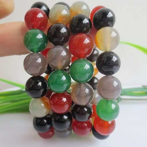 Boutique A-grade bead diameter 8-14MM colorful agate bracelet natural agate gemstone bracelet GLGJ-084