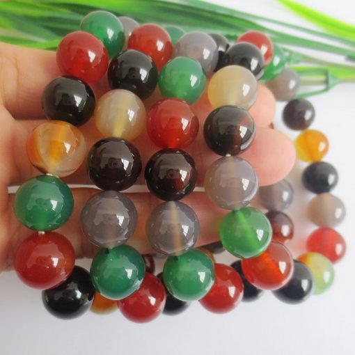 Boutique A-grade bead diameter 8-14MM colorful agate bracelet natural agate gemstone bracelet GLGJ-084