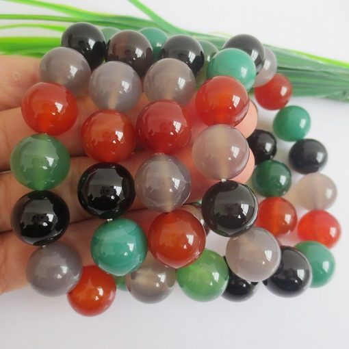 Boutique A-grade bead diameter 8-14MM colorful agate bracelet natural agate gemstone bracelet GLGJ-084