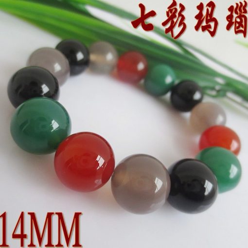 Boutique A-grade bead diameter 8-14MM colorful agate bracelet natural agate gemstone bracelet GLGJ-084