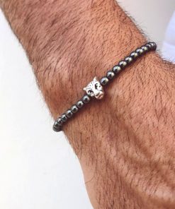 Men’s Charm Hematite Cross Magnetic Therapy Bracelet, Crown Bracelet, Men’s Bracelet MS-016