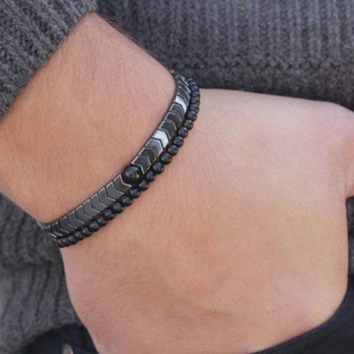 Men’s Fashion Charm Hematite Bracelet Simple Hand Made Magnetic Therapy MS-023
