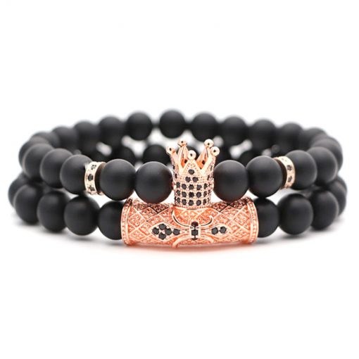 New European and American micro-inlaid zircon crown lion head frosted bracelet bracelet factory direct sales MS-026